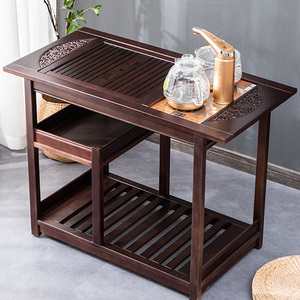 花梨木移动茶车自动上水简约茶台家用小茶台烧水壶一体实木茶车
