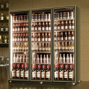 酒水展示柜网红啤酒柜冷藏商用风冷大容量三开门双门酒吧饮料冰柜
