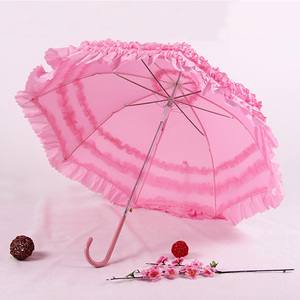 中国长柄红伞宫廷风伞复古蕾丝公主小洋伞欧式婚礼白色出嫁婚庆