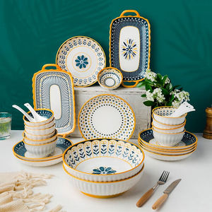 inscription日式手绘餐具套装碗碟套装家用特色餐厅陶瓷餐具六人