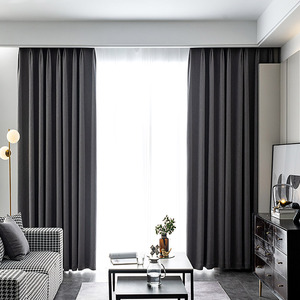 灰色窗帘遮光2020年新款卧室加厚隔音棉麻全遮光遮阳北欧简约风布