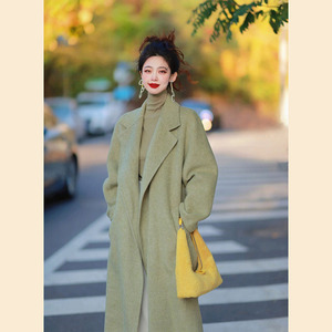 抹茶绿大衣女双面羊绒
