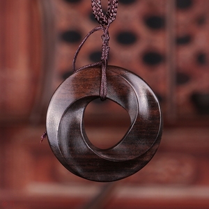 黑檀钥匙扣木雕挂件莫比乌斯环平安扣小礼品木质工艺品