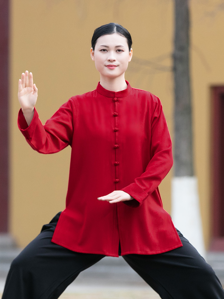 陈家沟太极服女小扣子中式立领太极拳练功服装休闲时尚修身-tmall