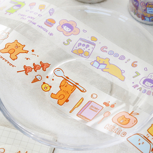 米多文具 透明pet白墨胶带蜡笔商店系列ins卡通可爱图案手帐装饰贴纸