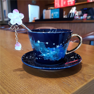 星巴克杯子355ml复古星空款杯碟组陶瓷马克杯桌面杯咖啡杯下午茶