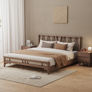 掘素实木床温莎床现代简约北欧床1.8米主卧大床双人床头1.5镂空床