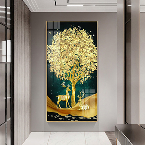 发财树玄关装饰画寓意好进门画招财走廊过道壁画客厅挂画现代简约