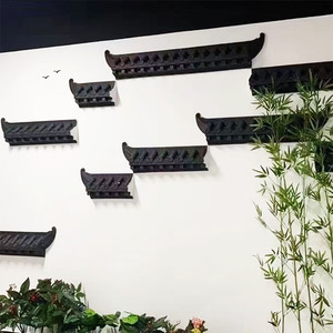 新中式立体壁饰背景墙仿古墙面装饰造型挂件墙壁徽派马头墙屋檐