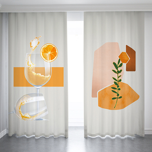 北欧简约创意酒杯现代轻奢隔断厨房餐厅小清新定制窗帘遮光免打孔
