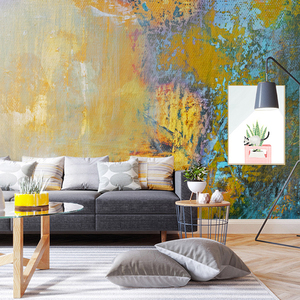 抽象艺术油画客厅沙发电视背景墙复古个性创意壁纸墙布无纺布墙纸