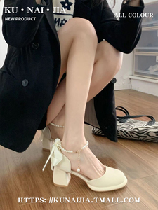 仙女风玛丽珍高跟鞋女2024年春夏季新款法式气质搭配裙子粗跟凉鞋