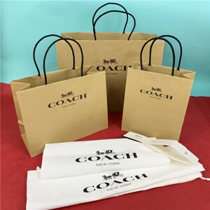 美国奥莱正品coach蔻驰包装礼品袋 防尘袋钱包盒子皮带手提纸袋子