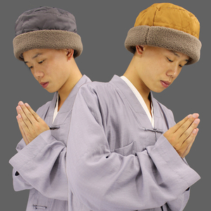 僧帽冬季男女加绒加厚僧人帽子和尚帽双层保暖防风雪平底帽老人帽