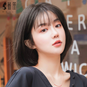 假发女短发全头套减龄bobo头真发圆脸空气刘海自然中长发假发套