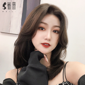 假发女长发中分八字刘海自然真发中长发全头套真人发丝长直锁骨发