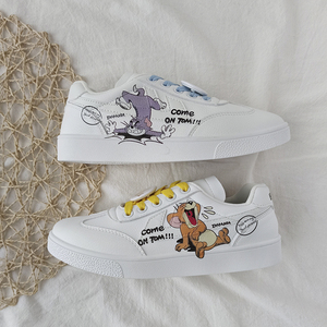 回力ow联名offwhite樱花涂鸦板鞋女原创猫和老鼠爆改鞋男桃子熟了