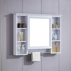卫生间镜子带置物架一体浴室防雾气免打孔洗手盆挂墙式镜柜收纳柜