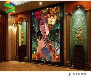 大型酒店壁纸酒吧ktv包房装饰壁画玄关墙布墙纸欧式油画美女人物