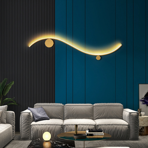 极简客厅沙发背景墙壁灯轻奢铜简约过道楼梯线性灯创意装饰氛围灯