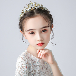 女童王冠水晶韩版发箍儿童皇冠头饰公主小孩生日走秀花童表演发饰