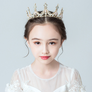 皇冠头饰儿童公主发箍可爱韩版女童王冠水晶金色小孩花童礼服发饰