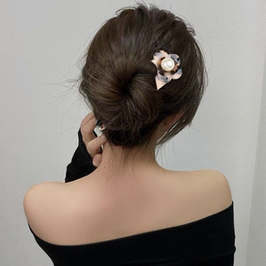 高级感珍珠u型发簪简约现代丸子头盘发簪子2022年新款气质发钗女