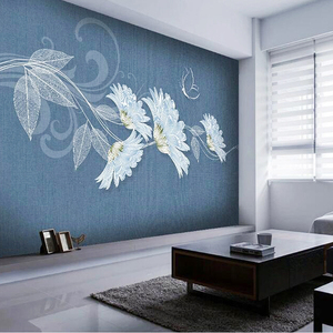 现代中式墙布电视背景墙卧室客厅沙发影视墙纸蝶恋花无缝定制壁画