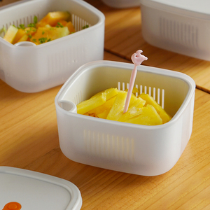 水果盒小学生便携外带便当盒带叉子上班装水果盒子儿童沥水保鲜盒