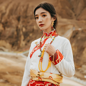 2022秋冬季藏族服装女半裙子锅庄西藏演出舞蹈裹裙藏式旅拍博拉服