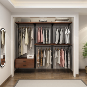 开放式衣柜衣帽间置物架挂墙式金属架子卧室落地铁艺步入式挂衣架