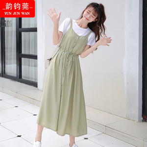 背带裙两件套装夏装少女2024新款初中学生韩版小清新吊带连衣裙子