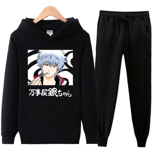 银魂周边坂田银时外套男套装长袖卫衣秋季万事屋动漫连帽衣服学生