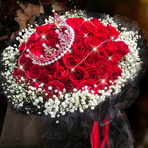 520全国99朵红玫瑰花束生日鲜花速递同城配送订婚上海北京送女友