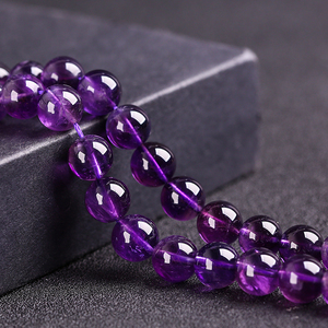 映露乌拉圭天然紫晶散珠子圆珠diy手工饰品配件材料紫水晶串珠