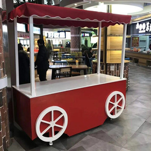 多功能户外美食手推车商场售货亭公园售卖亭实木售货车移动餐车