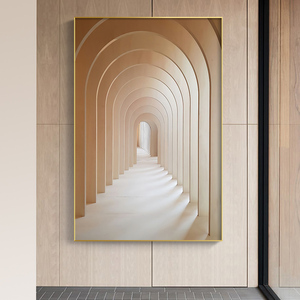 现代玄关装饰画建筑拱门视觉空间感延伸走廊过道尽头轻奢壁画挂画