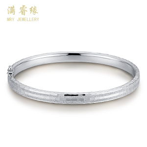 铂金手镯女白金手镯pt950镯子半实心椭圆贵妃镯手环正品简约百搭