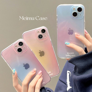 美牧 小众晕染彩色适用iphone15promax手机壳苹果13新款12硅胶软壳11女14pro日韩13promax透明全包防摔手机套