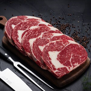 澳洲眼肉牛排谷饲安格斯新鲜牛肉原切肋眼烤肉儿童健身雪花肉眼牛