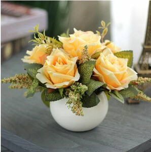 带花瓶酒店摆台装饰品摆件花假花餐厅艺术塑胶花餐桌花森系桌面台