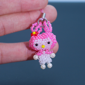 2个装 手工串珠饰品珠子汽车钥匙编织生肖米珠挂件成品创意小挂饰