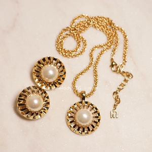 nina ricci简约珍珠耳夹项链套装vintage现货推荐 雨吟中古