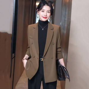 高级感咖啡色西装外套女春秋2021早秋新款韩版英伦风小西服女上衣