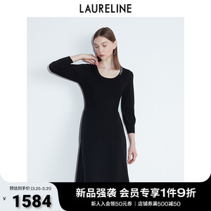 热销秋季新款法式浪漫长款衬衫领连衣裙优雅女装洛瑞琳旗舰店949