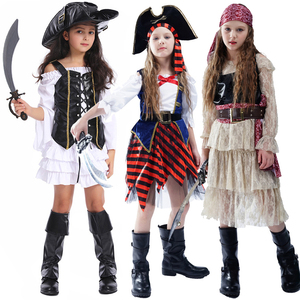 万圣节女童款花边海盗裙条纹女孩海盗cos派对服饰海盗舞台表演服