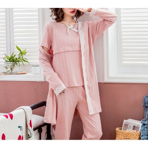 辅乳期睡衣孕妇哺乳睡衣夏季 薄款 半袖夏横开口 喂奶产后家居服