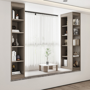 实木窗台书柜置物柜卧室收纳储物飘窗柜阳台落地书架榻榻米可定制