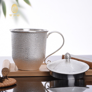 百岁坊足银990银口杯泡茶办公有盖银水杯