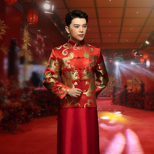龙凤褂2022新款中式礼服新郎装结婚秀禾服男接亲服马褂唐装敬酒服